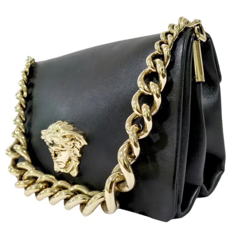 Versace Medusa Sultan Black Leather Shoulder Bag