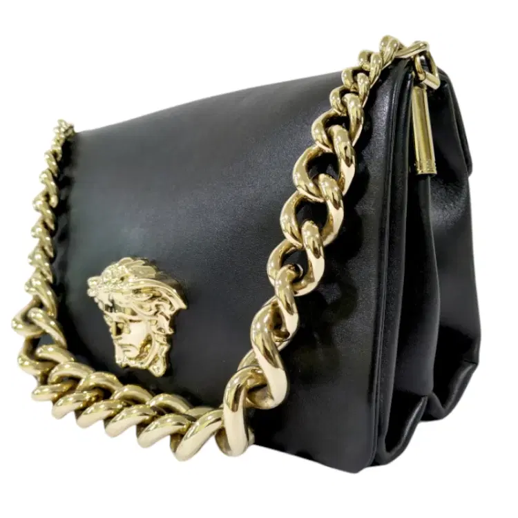 Versace Medusa Sultan Black Leather Shoulder Bag-Hover-Image