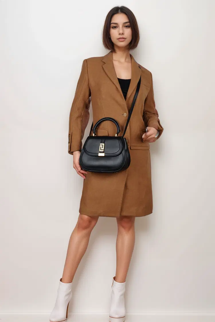 Greca Goddess Black Leather Top-Handle Bag-Hover-Image