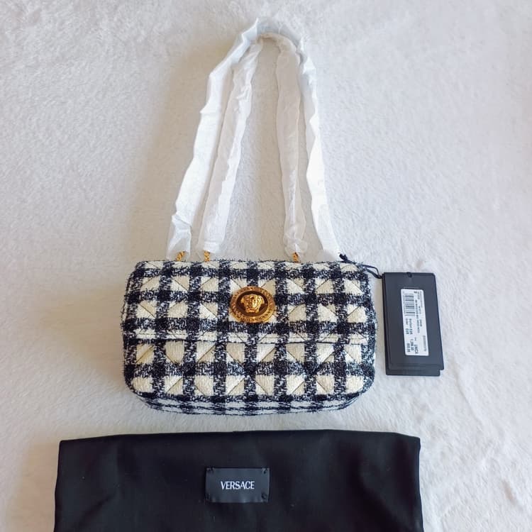 Versace La Medusa Small Tweed Crossbody Bag-Hover-Image