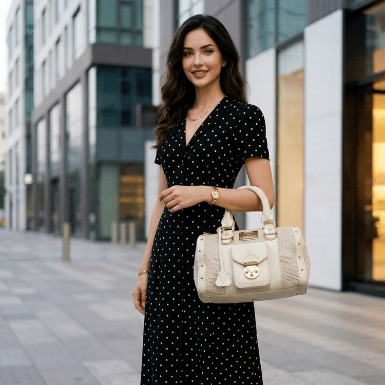 Versace Medusa Perforated Leather Boston Bag-Hover-Image