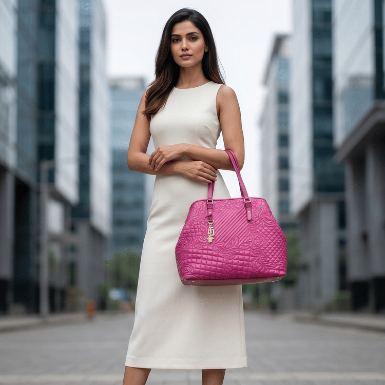 VERSACE Quilted Pink Handbag-Hover-Image