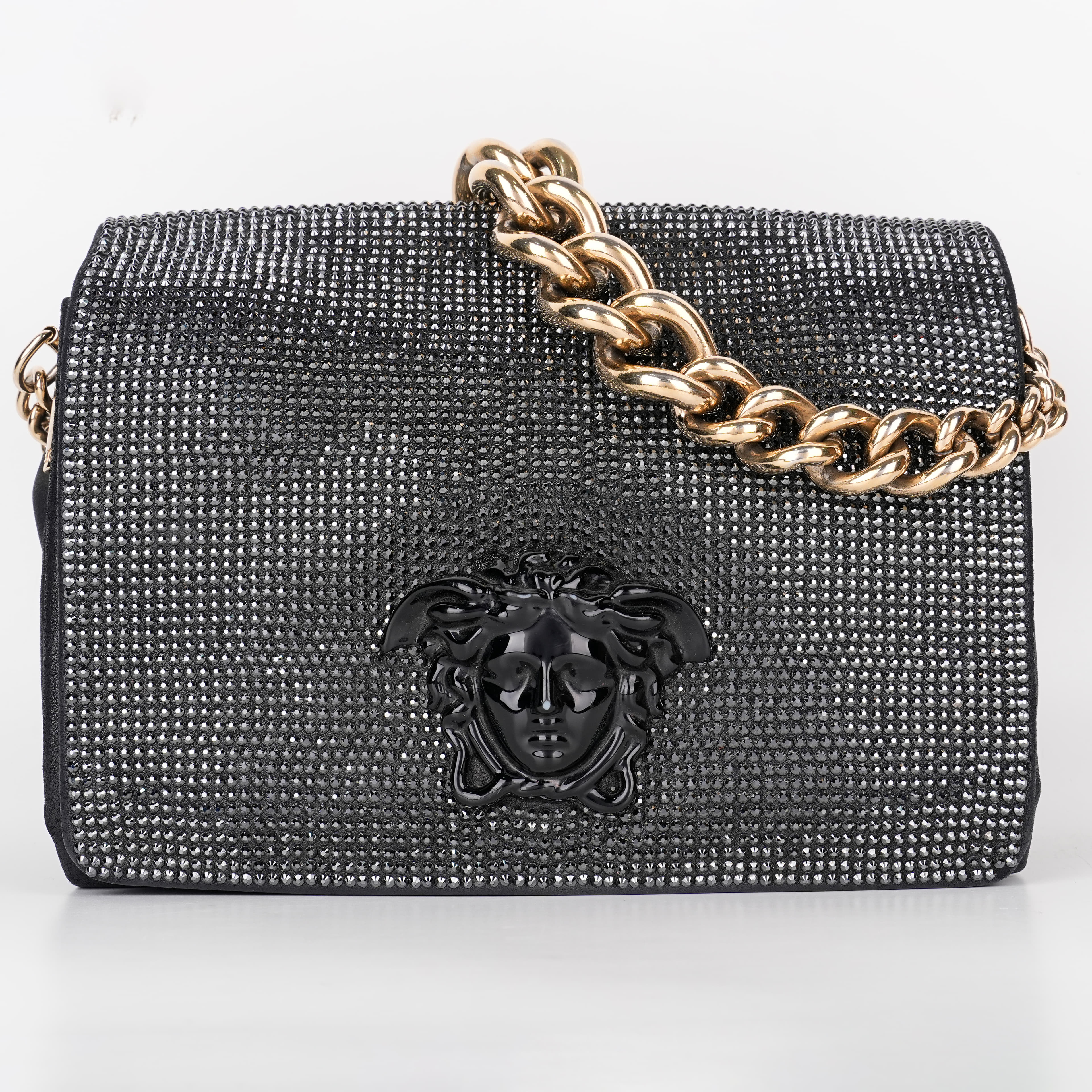 Versace Suede Crystal Embellished HandBag