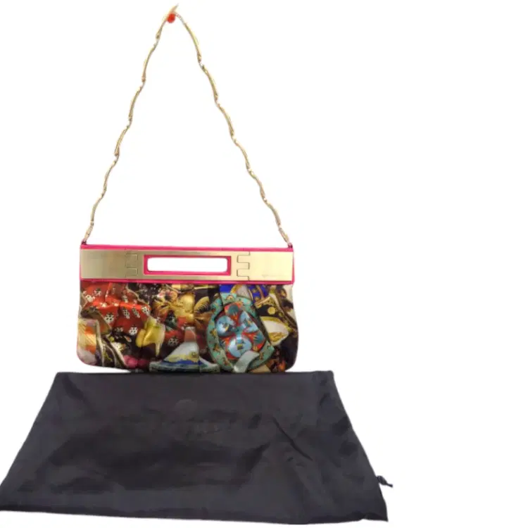 Versace Leather Clutch Floral Print-Hover-Image