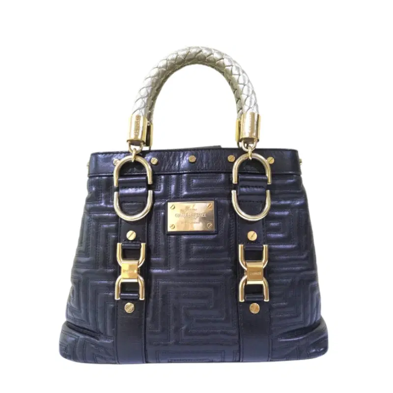 Gianni Versace Couture Brown Quilted Leather Gold Hardware Handbag Purse