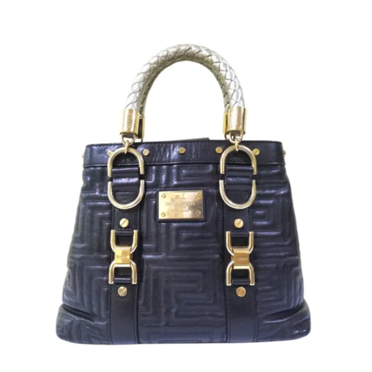 Gianni Versace Couture Brown Quilted Leather Gold Hardware Handbag Purse-Hover-Image