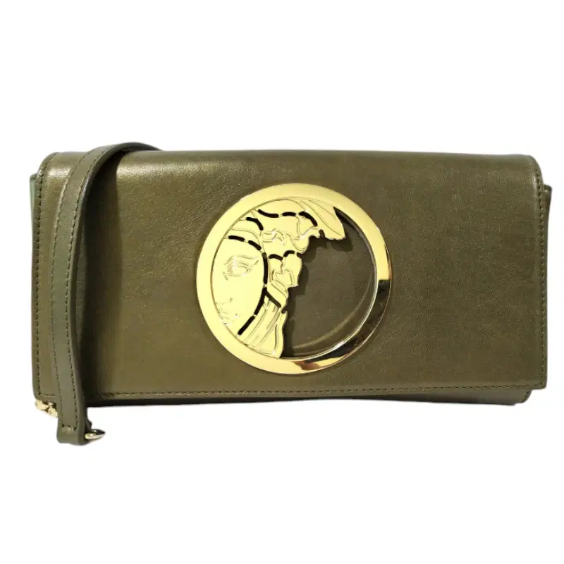 Versace Olive Embellished Leather Clutch