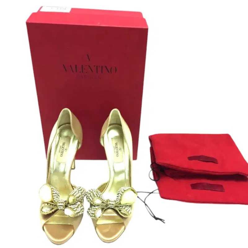 Valentino Satin Jeweled Bow D'Orsay Platform Pumps