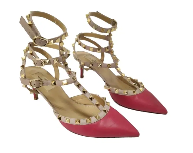Size 38.5 - Valentino Burgundy Leather Rockstud Sandals