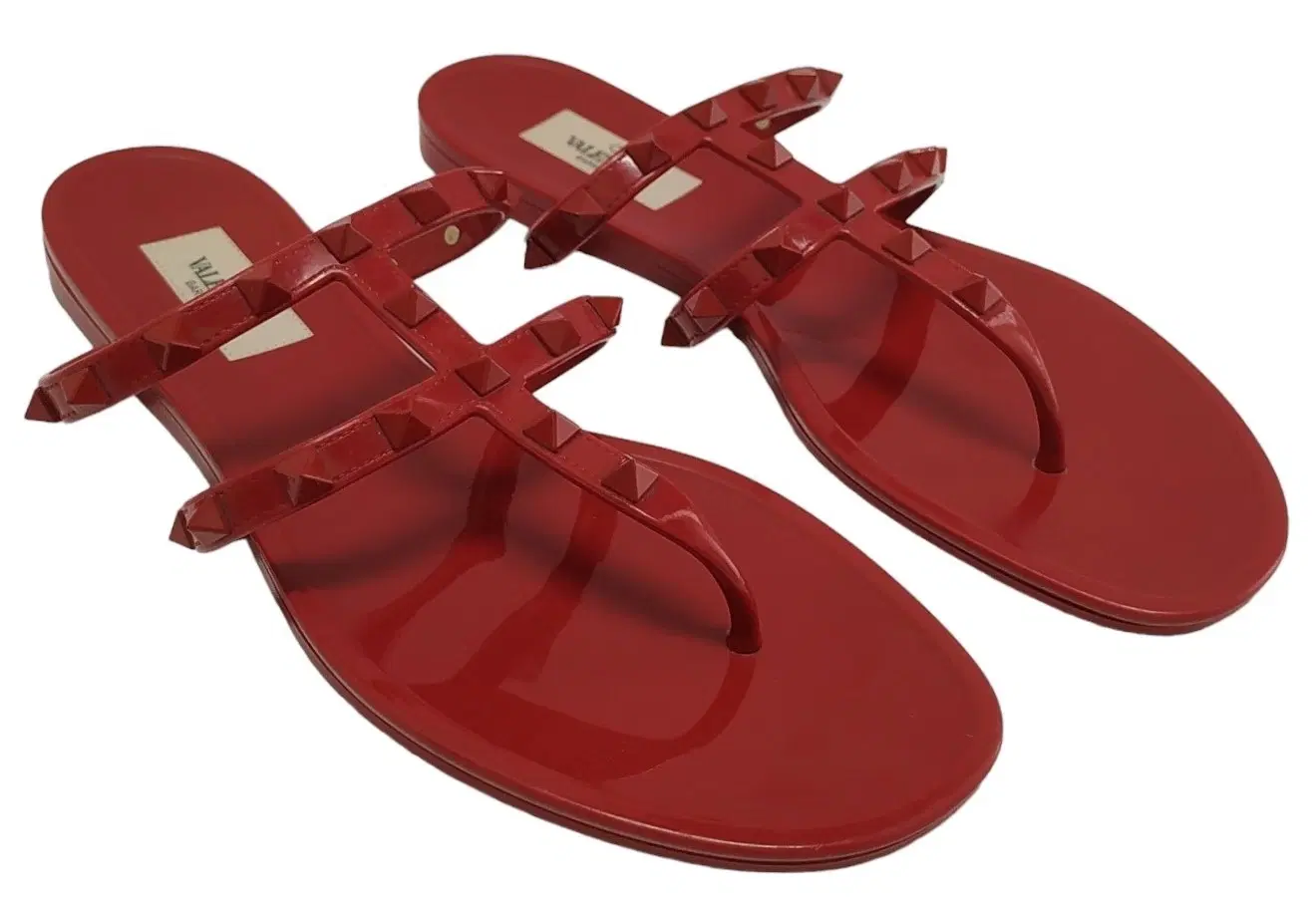Size 39 - Valentino Rockstud Red Rubber Jelly PVC Flats