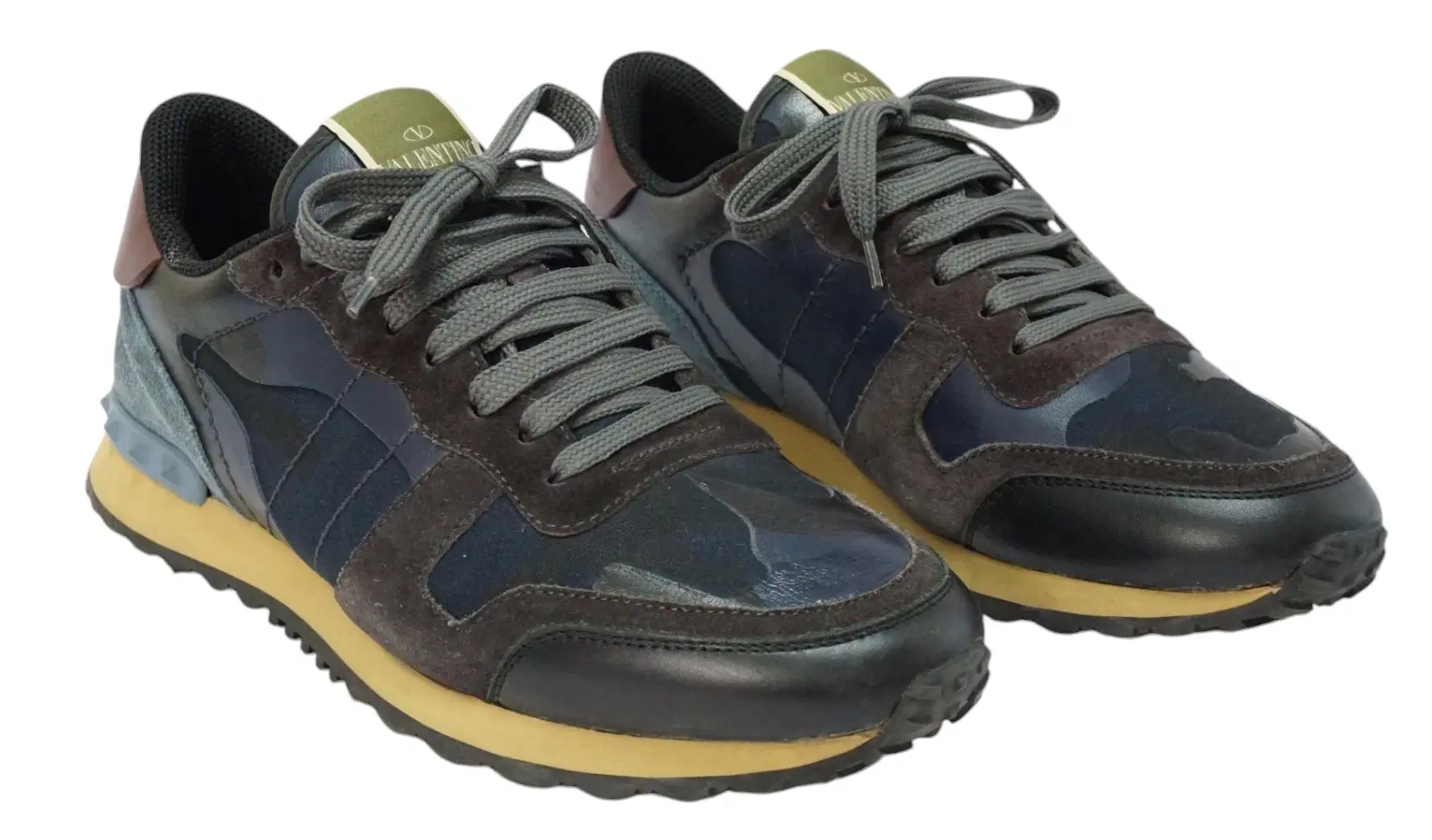Size 38.5 - Valentino Suede Leather And Mesh Rockrunner Low Top Sneakers