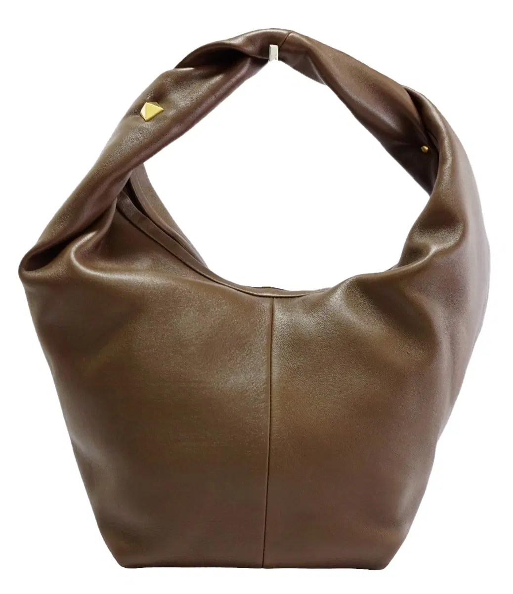 Valentino Brown Leather Roman Stud Twisted Shoulder Bag