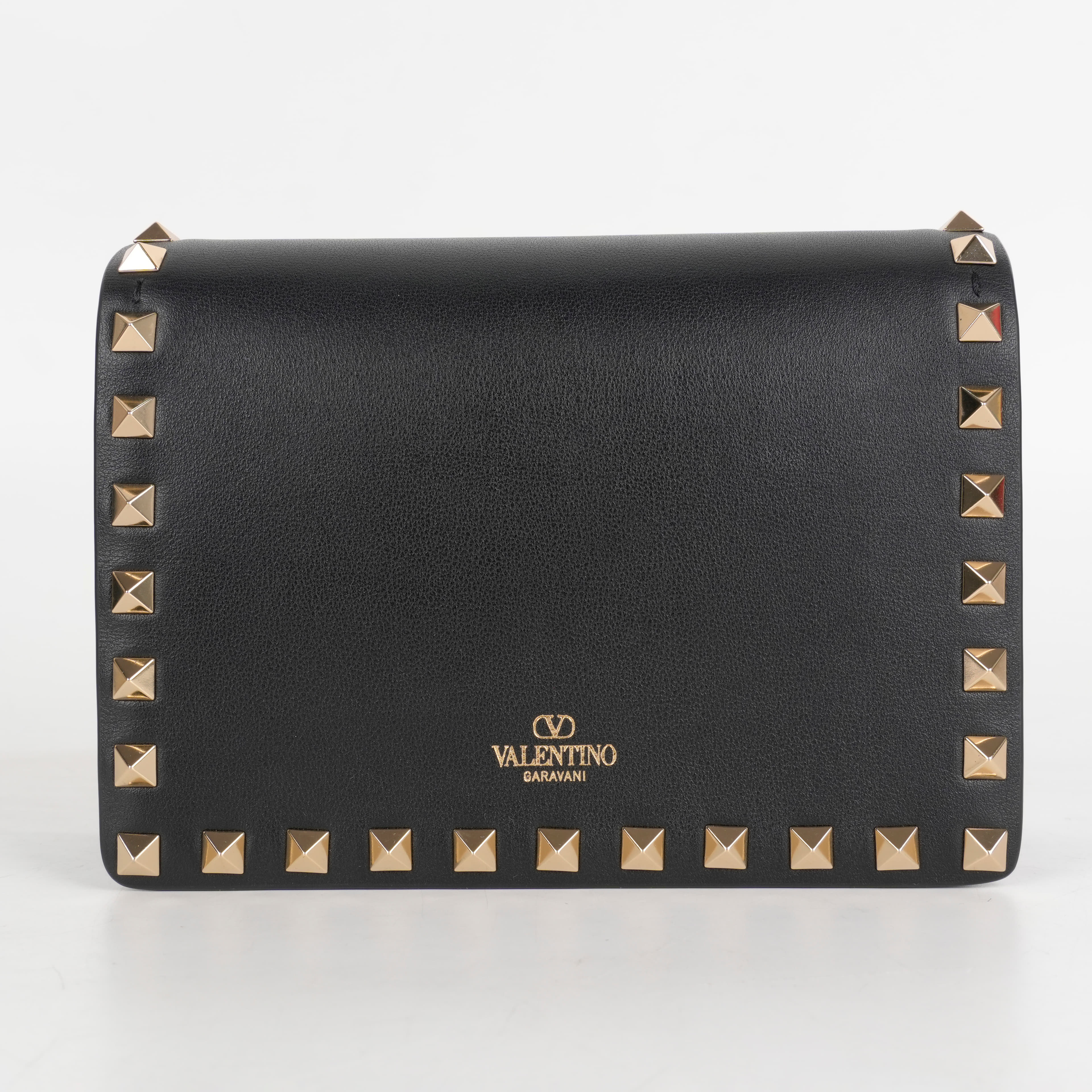 Valentino Black Leather Rockstud Mini Crossbody Bag