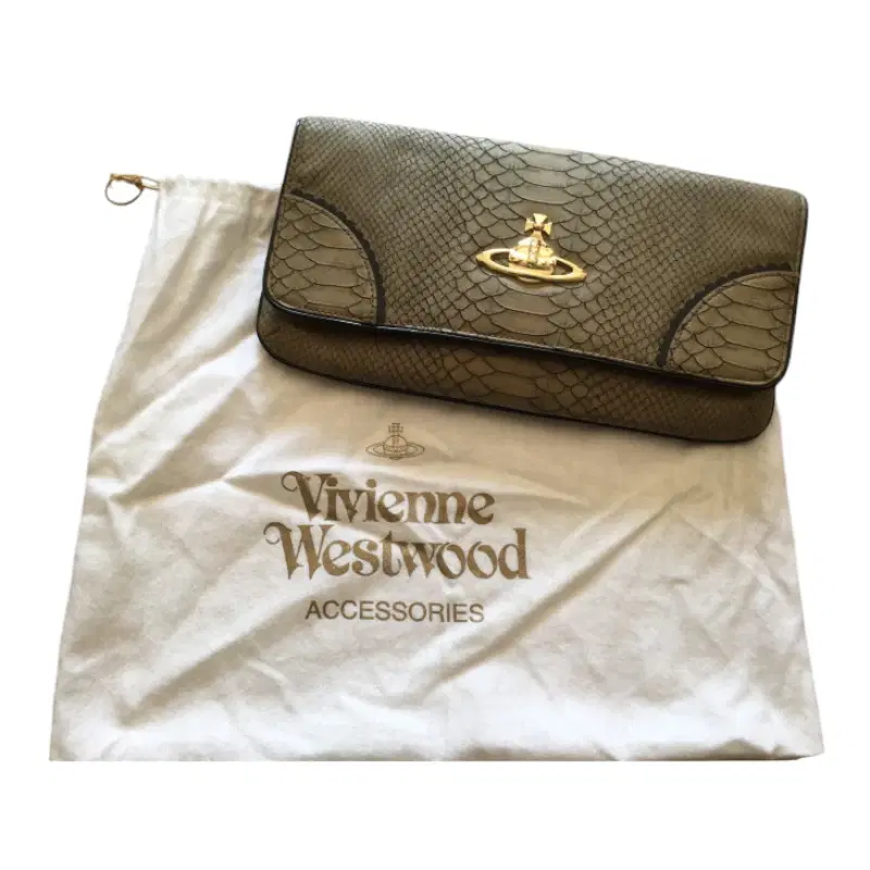Vivienne Westwood Gray Grigio Frilly Snake Clutch
