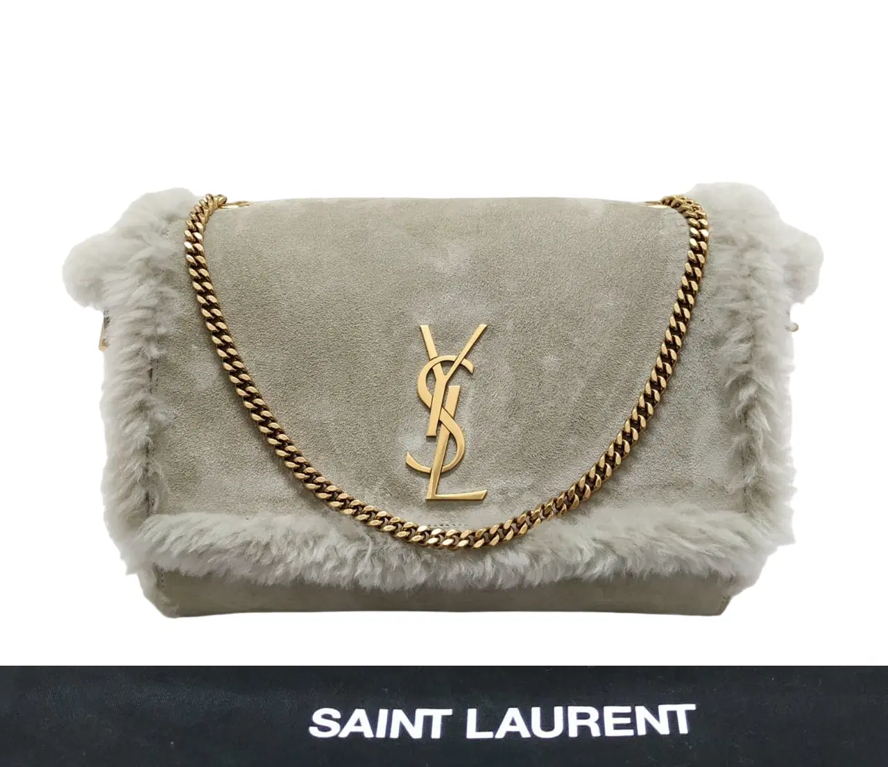 Saint Laurent Kate Medium YSL Shearling Shoulder Bag
