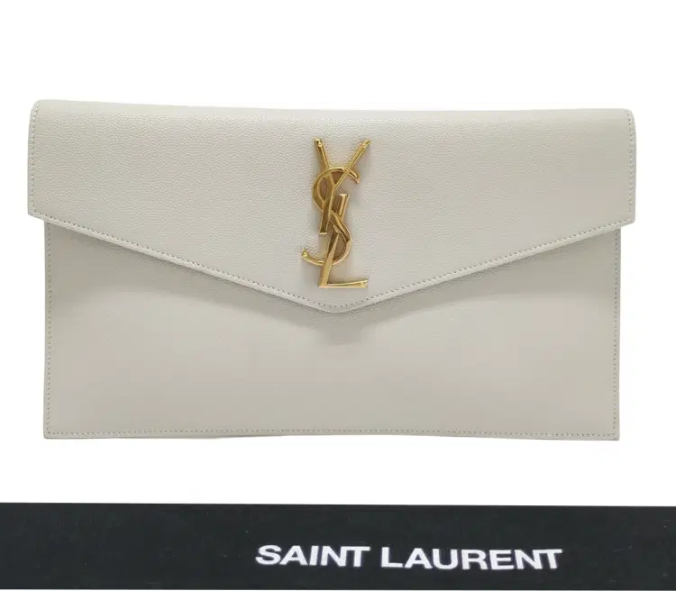Saint Laurent White Uptown Clutch-Hover-Image