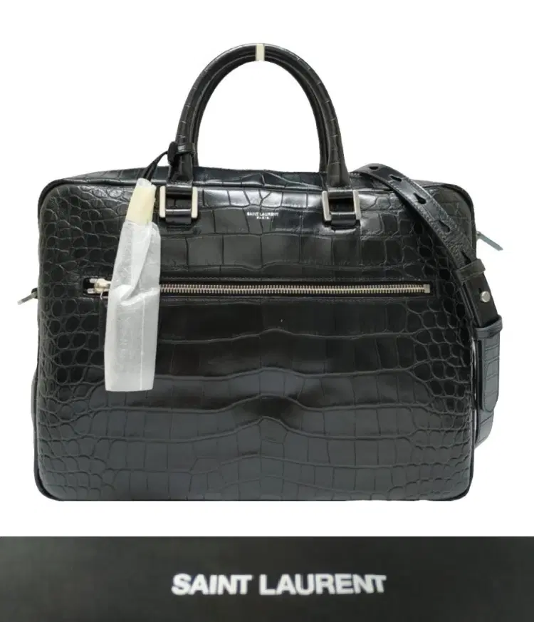 Saint Laurent Sac De Jour Croc Embossed Leather Briefcase-Hover-Image