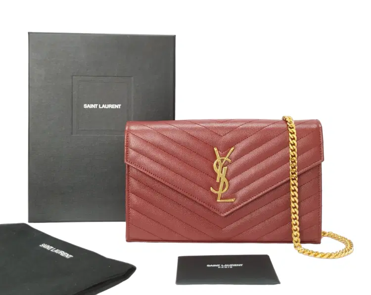 YSL Cassandre Matelasse Envelope Leather Chain Wallet-Hover-Image