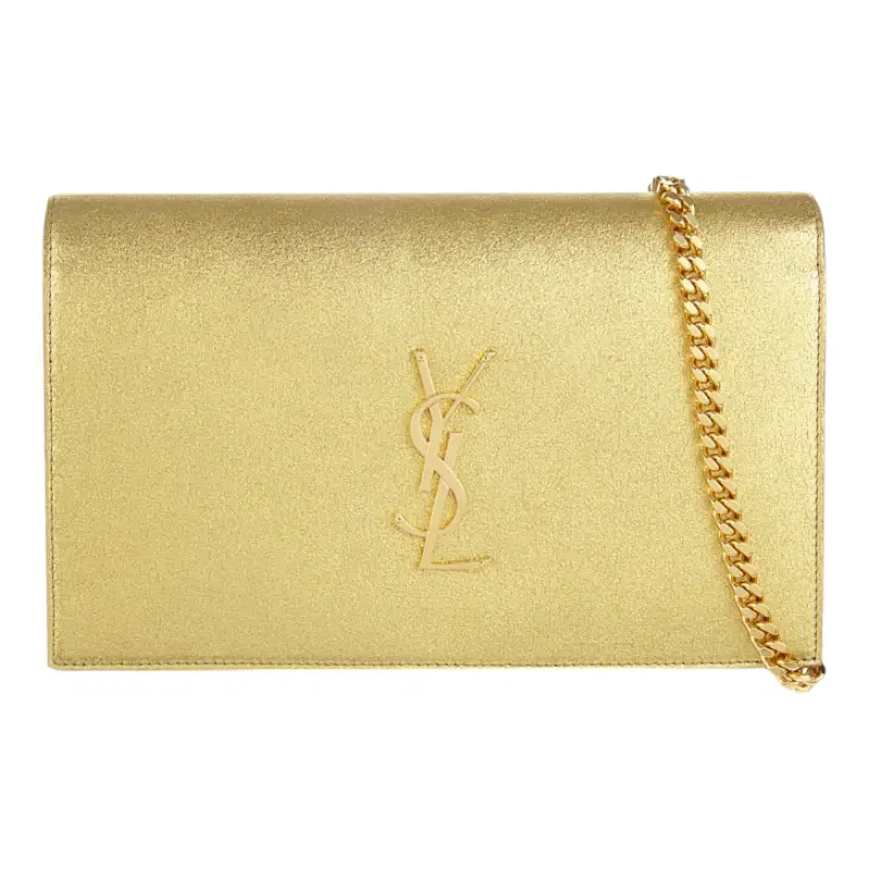 Saint Laurent Monogram metallic leather shoulder bag - Or Gold | Luxepolis.com