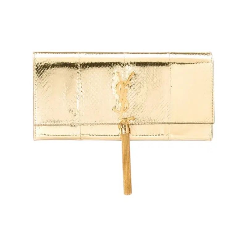 Saint Laurent Gold Patent Leather Monogram Clutch
