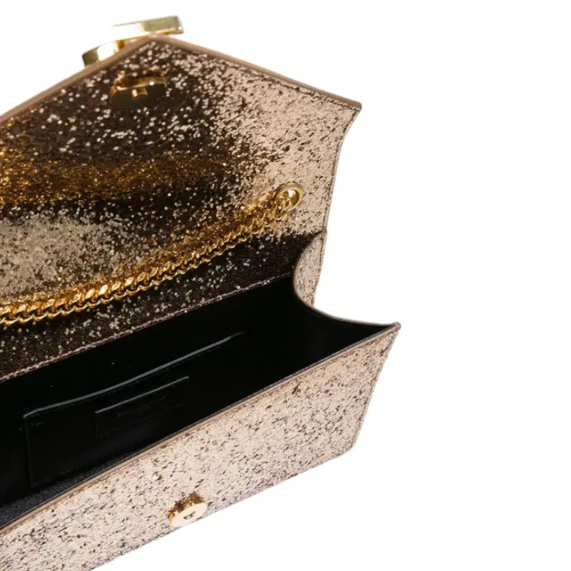 Saint Laurent Bronze Glitter Flap Monogram Clutch