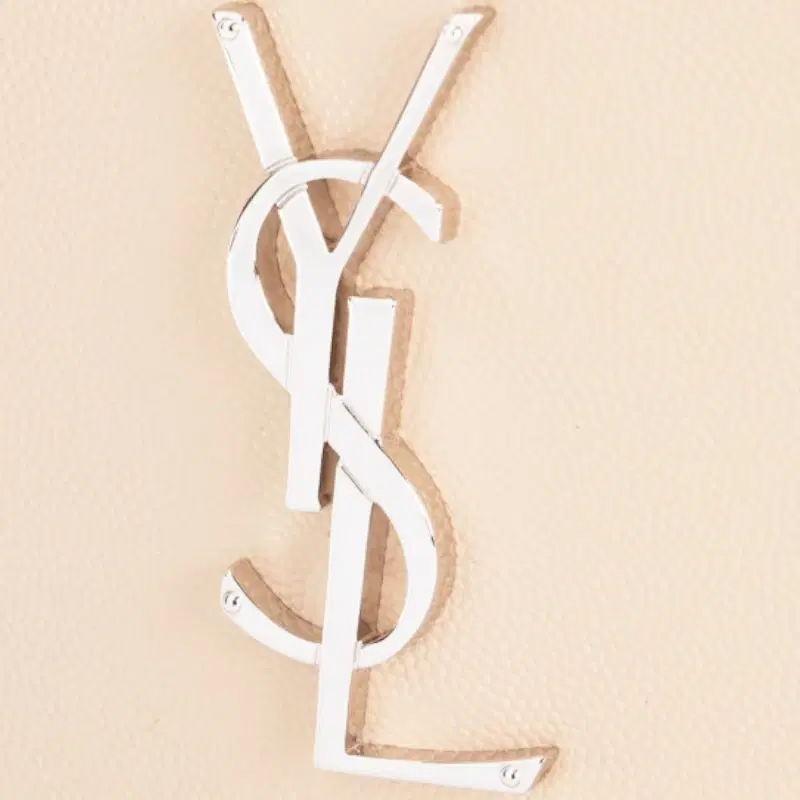 Saint Laurent Cream Calf Leather Monogram Clutch