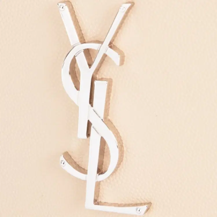Saint Laurent Cream Calf Leather Monogram Clutch-Hover-Image