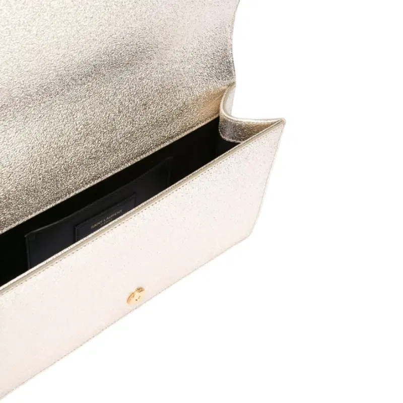 Saint Laurent Silver Shimmer Calf Leather Monogram Clutch