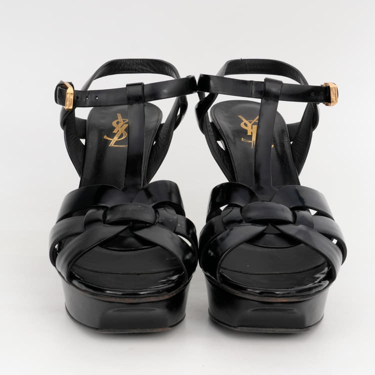 Size 38 - YSL Saint Laurent Heels Tribute Leather Platform Sandals-Hover-Image