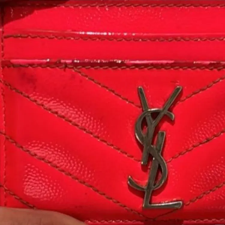 Saint Laurent Red Leather Card Holder-Hover-Image