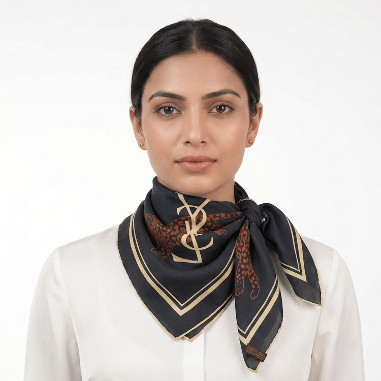 Saint Laurent Black printed scarf-Hover-Image