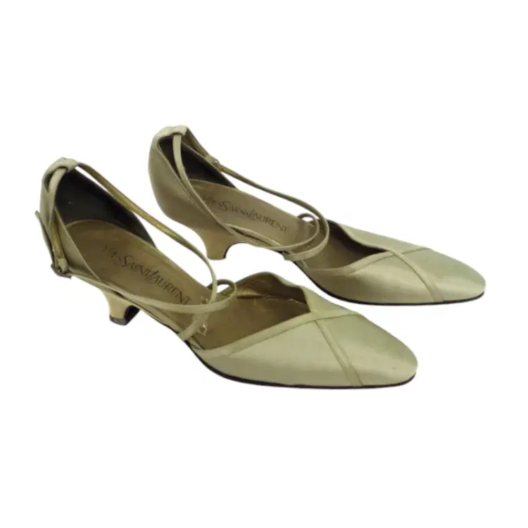 Yves Saint Laurent Silver Mules-Hover-Image