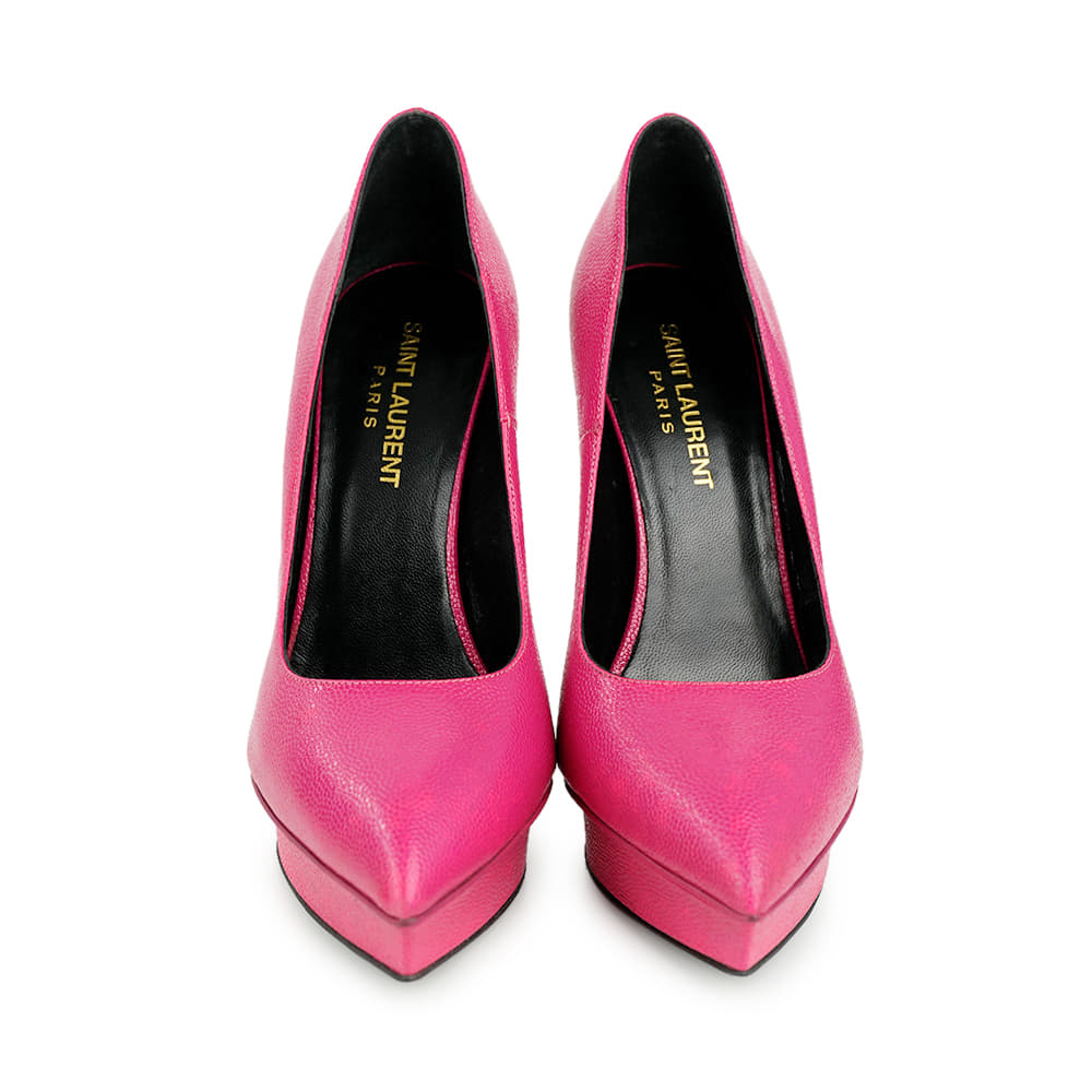 Saint Laurent Janis Pointed Toe Platform Pumps, Size 36