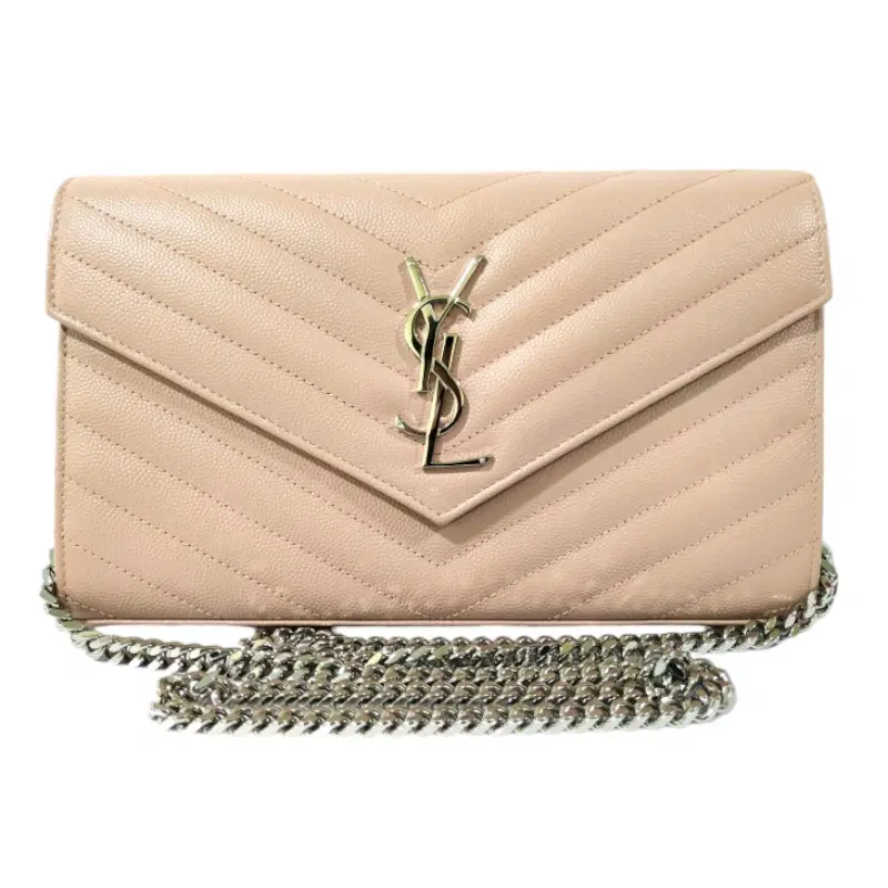 Saint Laurent Monogram Grain De Poudre Leather Chain Wallet