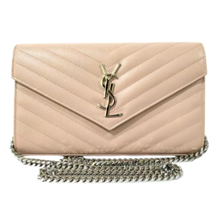 Saint Laurent Monogram Grain De Poudre Leather Chain Wallet-Hover-Image