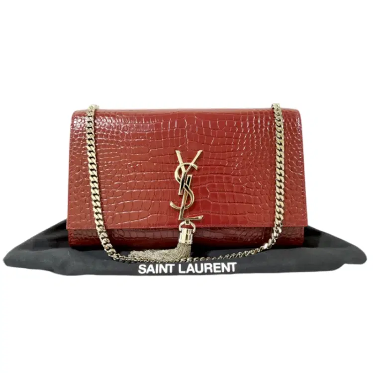 Saint Laurent Crocodile Embossed Calfskin Leather Kate Tassel Bag-Hover-Image
