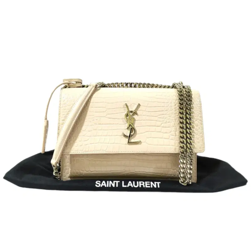 Saint Laurent Sunset Medium Croc-effect Leather Shoulder Bag