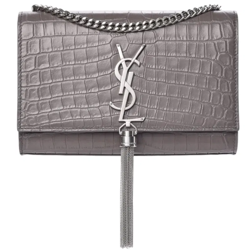 YSL Kate Medium Tassel Crocodile Embossed Leather Bag