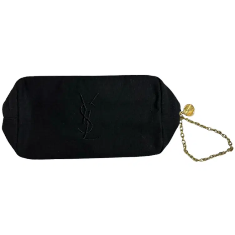 YSL Beauty Black Pouch With Gold Wrist Chain-Hover-Image