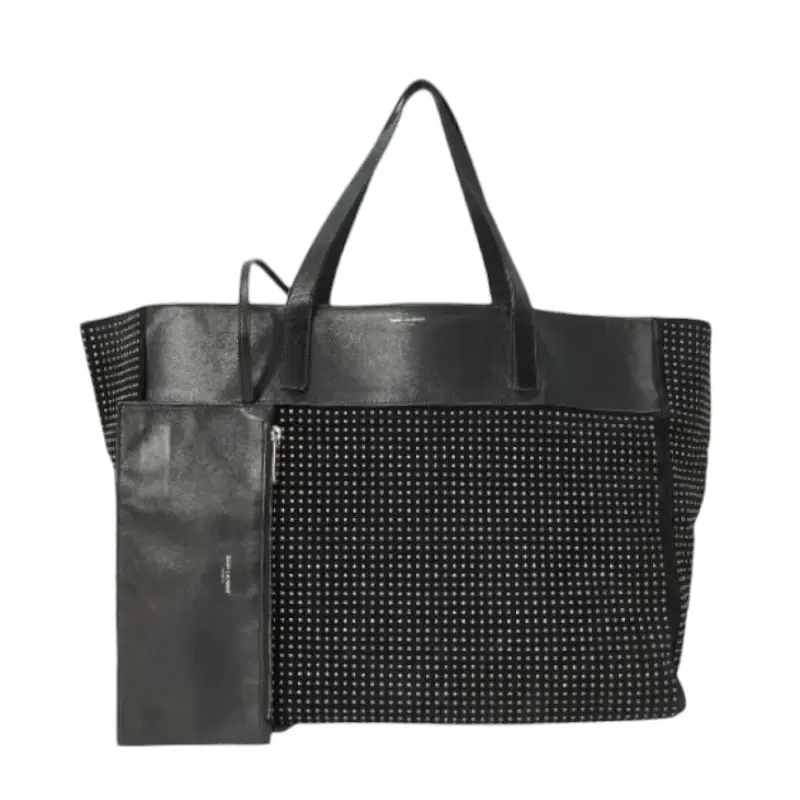 Saint Laurent East West Shopper Tote Studded Leather And Suede
