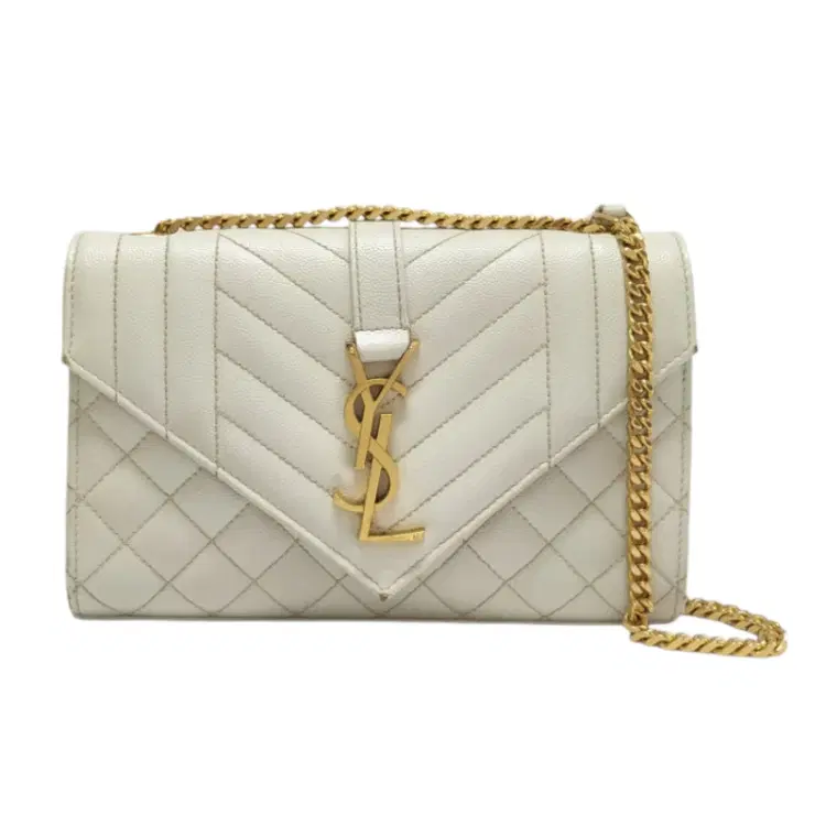 Saint Laurent Envelope Medium In Grain De Poudre Embossed Quilted Mix Leather Shoulder Bag-Hover-Image