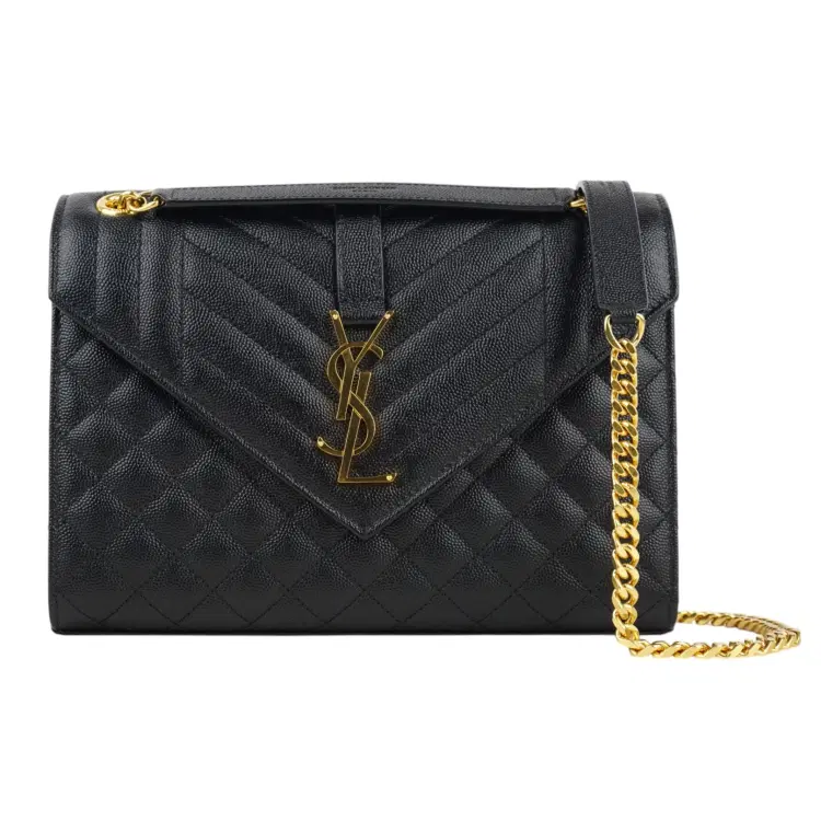 Saint Laurent Black Leather Envelope Shoulder Bag-Hover-Image