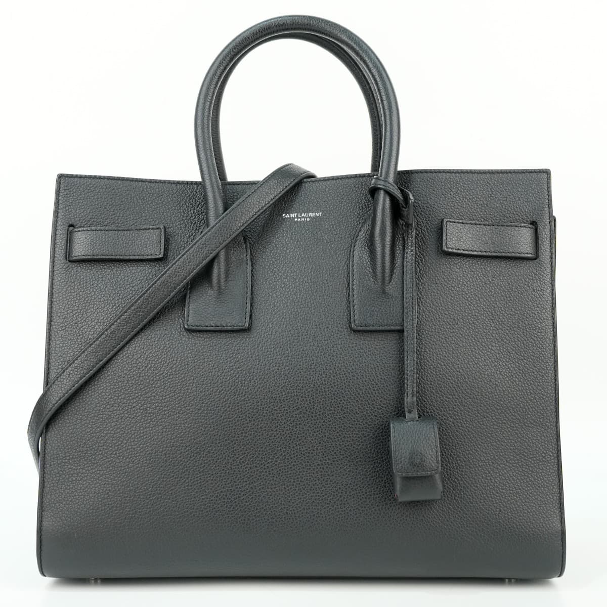 Saint Laurent Black Grained Calfskin Leather Classic Small Sac de Jour Bag