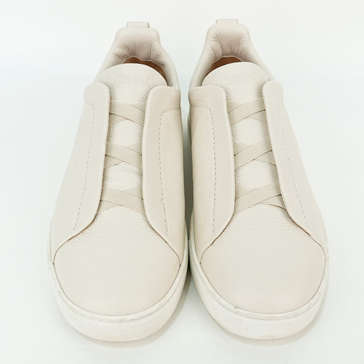 Size UK 8.5 - Zegna White Triple Stitch SECONDSKIN Sneakers-Hover-Image